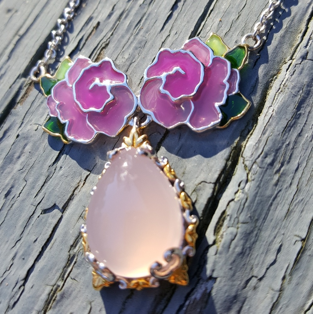 chalcedony stained glass necklace